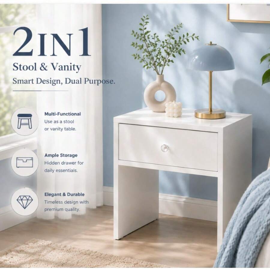 Furniture Hardware Kit - Sgabello Contenitore e Comodino 2-in-1, Organizzatore